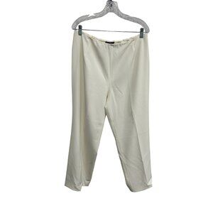 Dialogue Flat Front Straight Leg Dress Pants Cream Sz 18W Career Business Casual